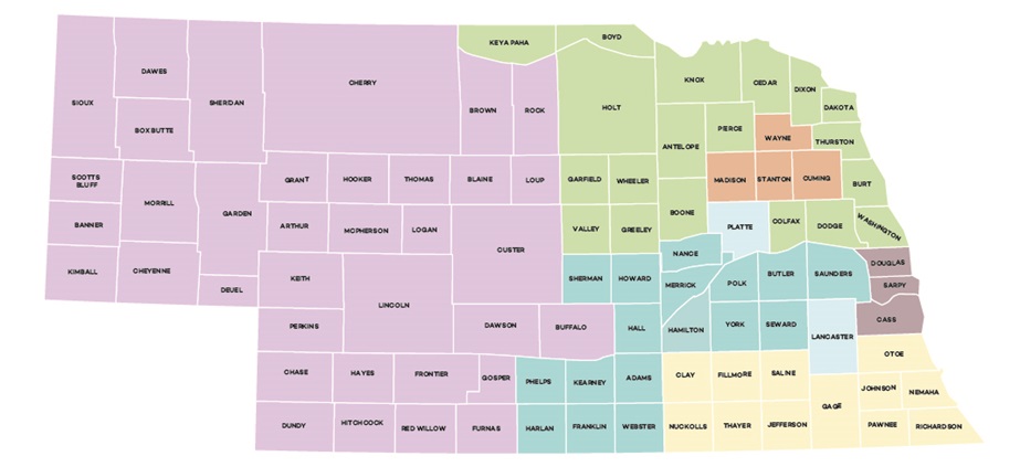 Molina Healthcare of Nebraska Provider Relations Representative County Territory Map