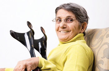 Woman with crutches