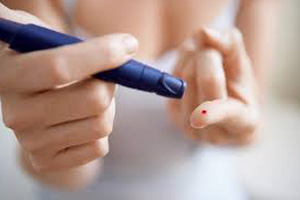 Diabetic lancet device pricking finger. Diabetic lancet device pricking finger.