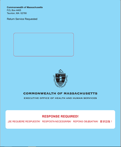 Commonwealth of Massachusetts blue envelope