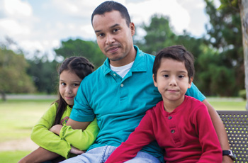 father and two children