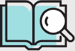 icon with magnifying glass and book